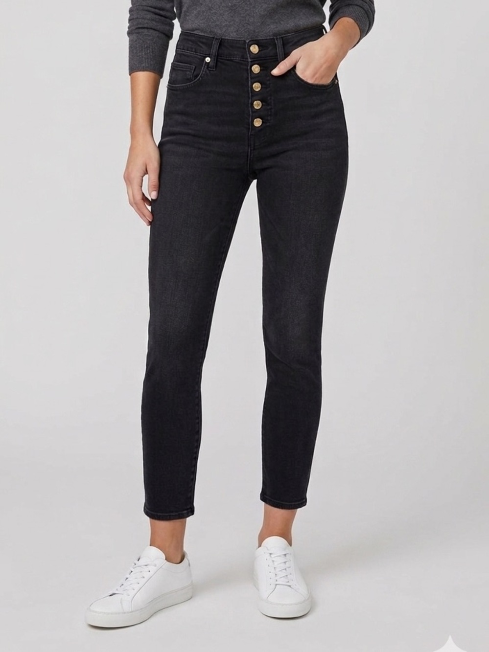 pistola High Rise Black Button-Fly Skinny Jeans